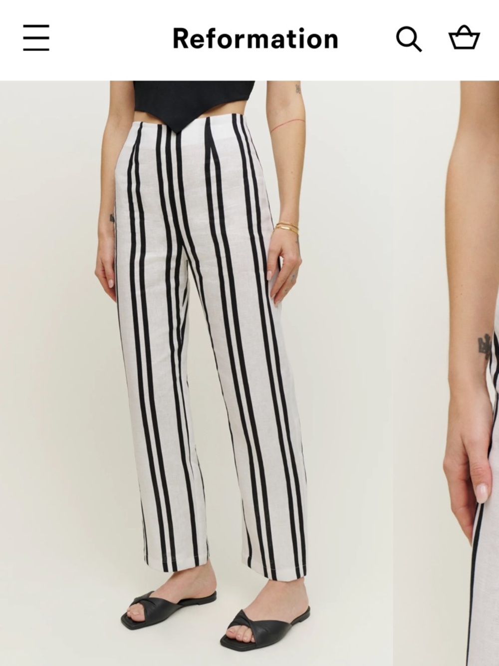 Reformation White and Black Vertical Stripe Pants - Size 8 - Never worn
